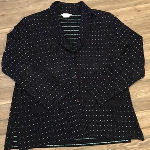 Exclusively Misook Button Jacket Navy Light Blue